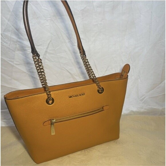 New Michael Kors Jet Set Medium Front Zip Chain Tote Pebble Leather NWT - Picture 3 of 3